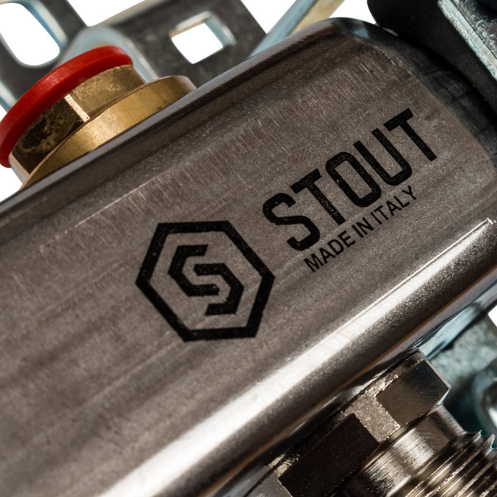 Коллектор из нержавеющей стали без расходомеров STOUT 4 выхода, SMS 0922 000004