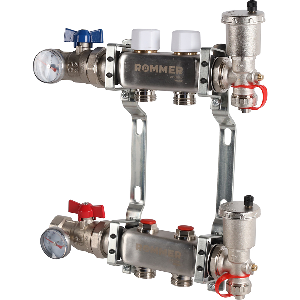 Коллектор из нержавеющей стали в сборе без расходомеров ROMMER 2 выхода, RMS-3210-000002