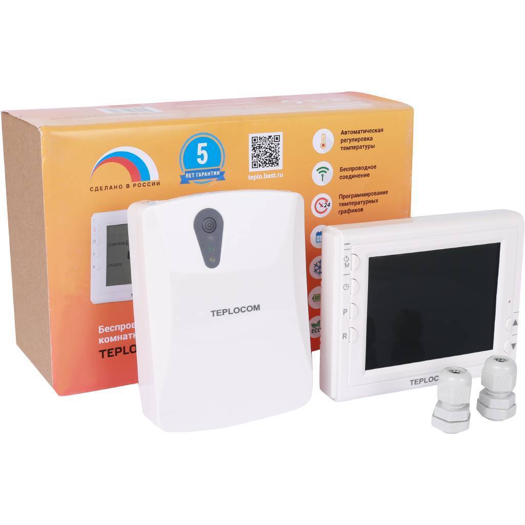 Термостат комнатный Teplocom TS-Prog-2AA/3A-RF, беспроводной, прогр., реле 250В, 3А, 915
