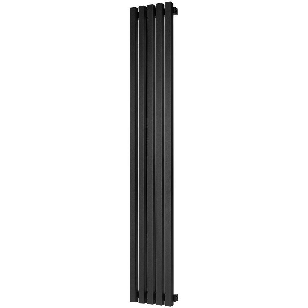 Стальной трубчатый радиатор STOUT TUBE QUADRO 5 секций нижнее правое подключение QV40-1750-5 R RAL1T103S9005 (черный матовый муар), STQV4017505RRAL1T103S9005