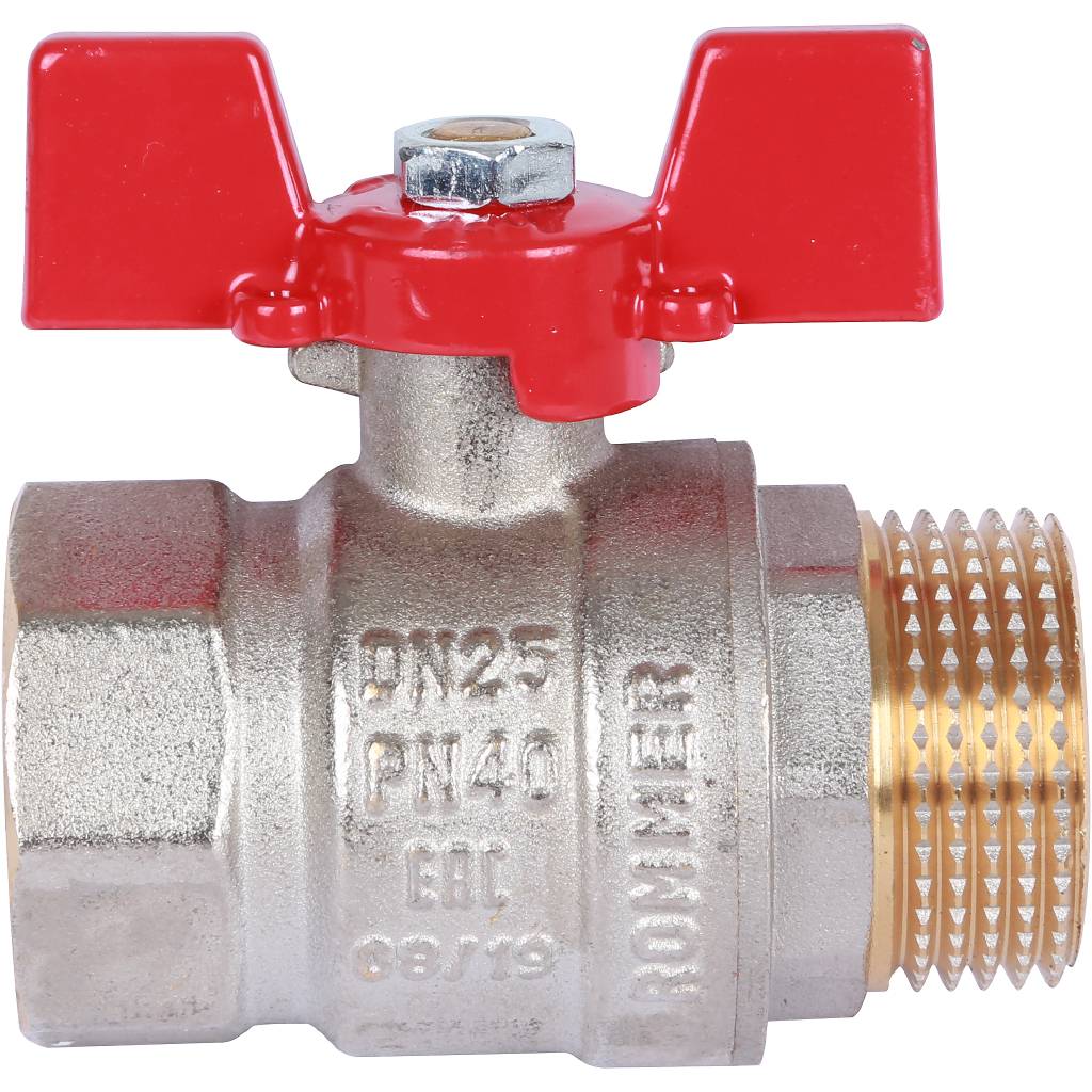 Кран шаровой ROMMER 1 ВН/НР, ручка бабочка, RBV-0004-0210225