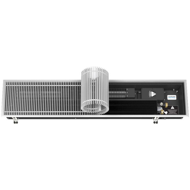 Внутрипольный конвектор VARMANN Qtherm 75х180х2000 (решетка в натуральный алюминий) левое подключение, Q 180.75.2000 RR U EV1 D L