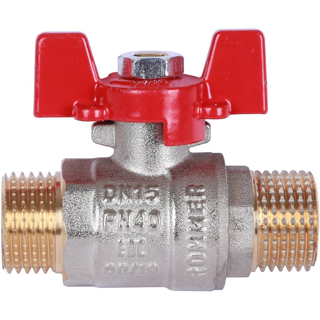 Кран шаровой ROMMER 1/2 НР/НР, ручка бабочка, RBV-0007-0410215