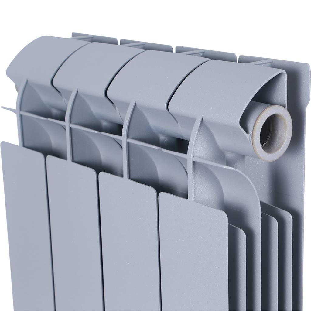 Радиатор биметаллический Global STYLE PLUS 500 4 секции боковое подключение (цвет cod.08 grigio argento opaco metallizzato 2676 (серый)), 155268