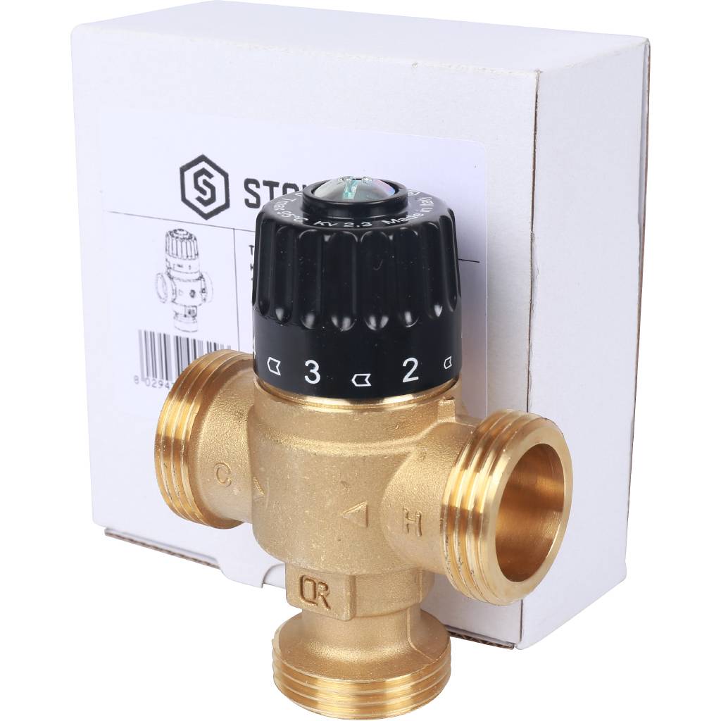 Термостатический смесительный клапан для систем отопления и ГВС STOUT 30-65°С KV 2,3, SVM-0125-236525