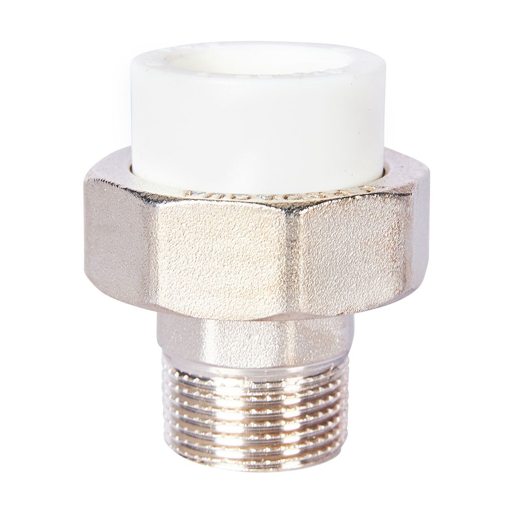 Муфта комбинированная Pro Aqua d=25-3/4 PP-R разъемная (американка) УСИЛЕННАЯ НР Белая, PA21014S