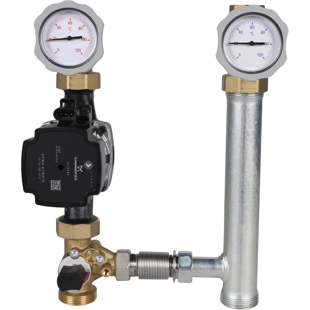 Насосная группа Meibes V-MK 1 с насосом Grundfos UPM3 Hybrid 25-70, со смесителем, подающая линия слева, M66833.36