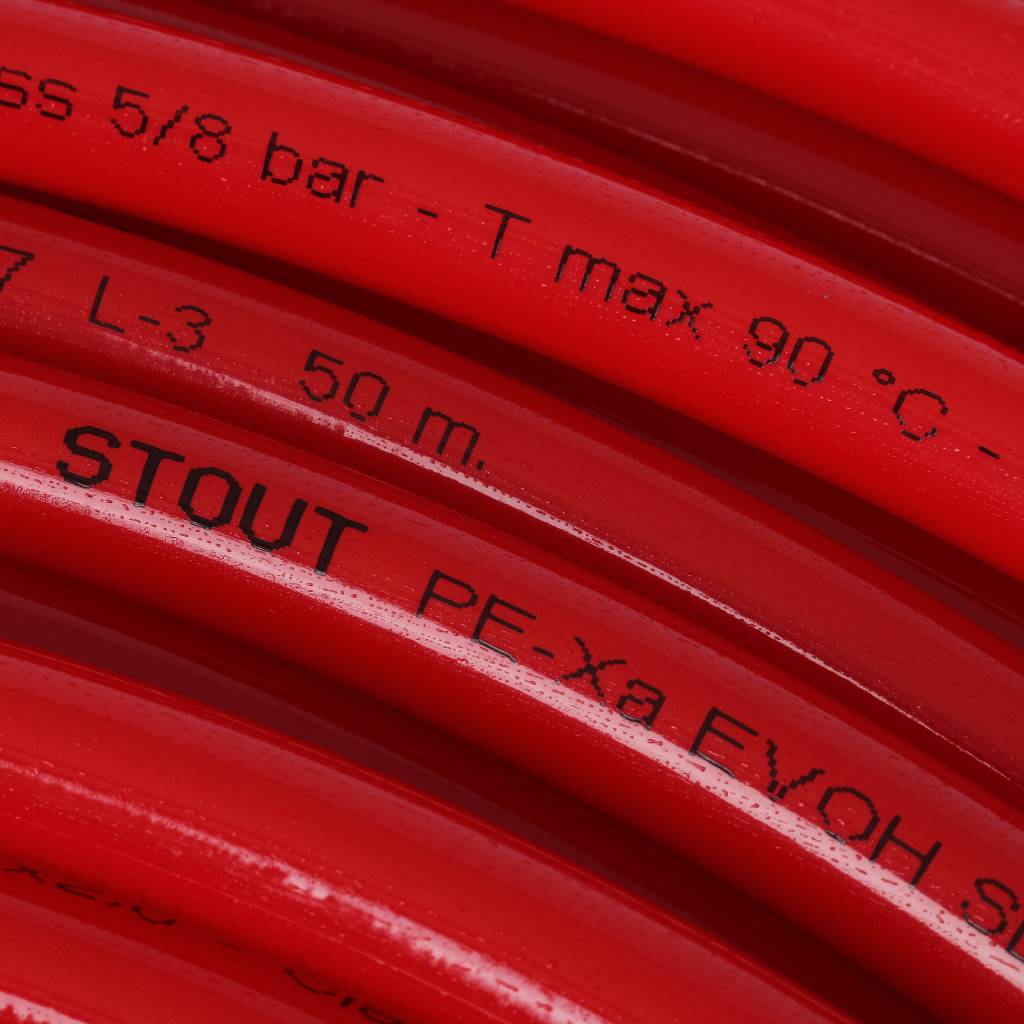 Труба из сшитого полиэтилена STOUT PEX с кислородным слоем, красная, 16х2,0 (бухта 100 метров), SPX-0002-101620