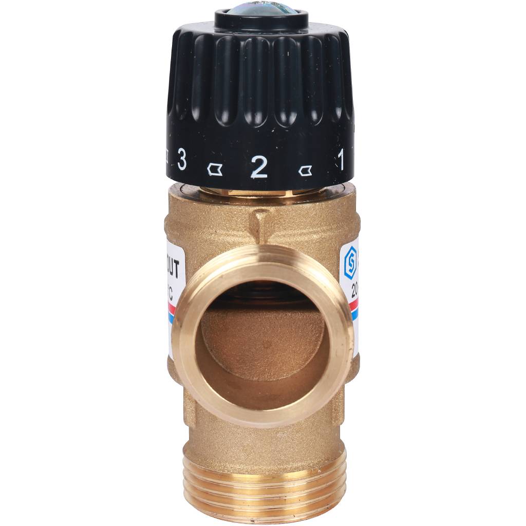 Термостатический смесительный клапан для систем отопления и ГВС STOUT G 1” M, 20-43°С KV 2,5 м3/ч, SVM-0120-254325