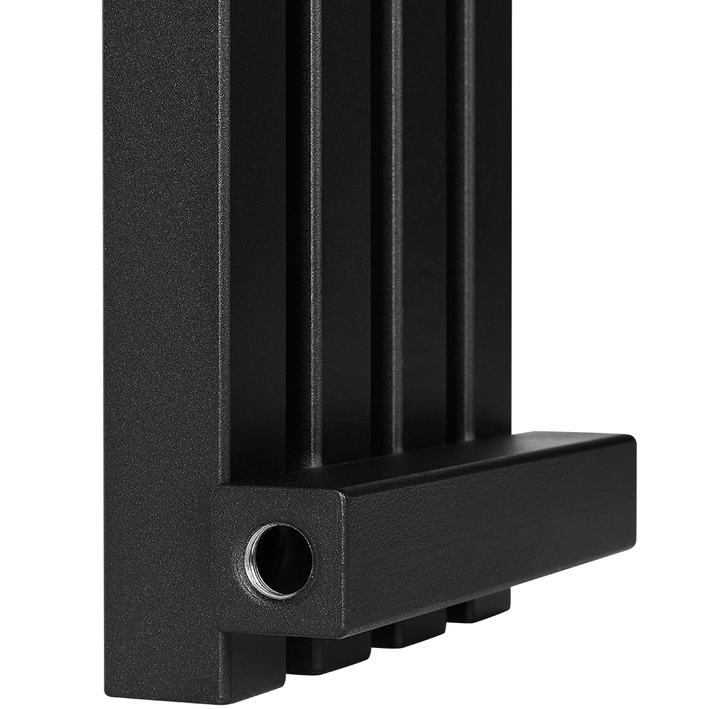 Стальной трубчатый радиатор STOUT TUBE QUADRO 4 секции боковое подключение QV40-1750-4 RAL1T103S9005 (черный матовый муар), STQV4017504RAL1T103S9005