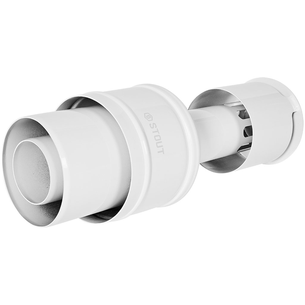 STOUT SCR-6010-800002 STOUT Оголовок вертикальный с ветрозащитой традиц. коакс. D60(п)/100(п) БЕЛЫЙ узкий, SCR-6010-800002