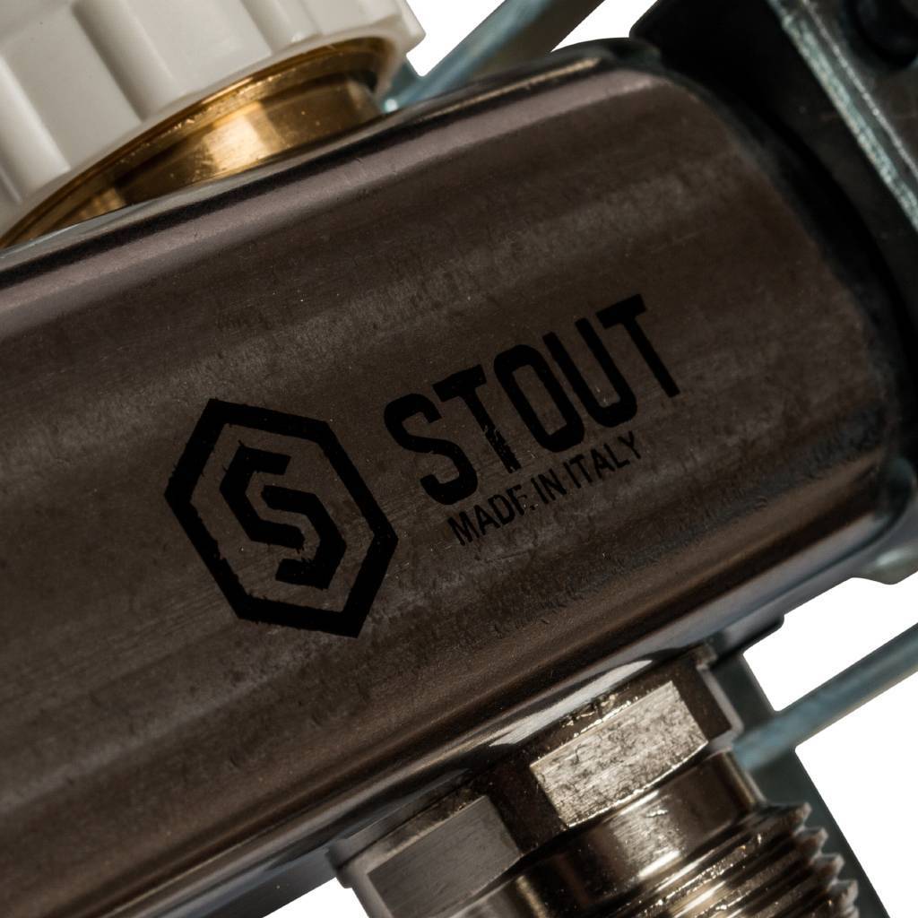 Коллектор из нержавеющей стали в сборе без расходомеров STOUT 6 выходов, SMS 0912 000006