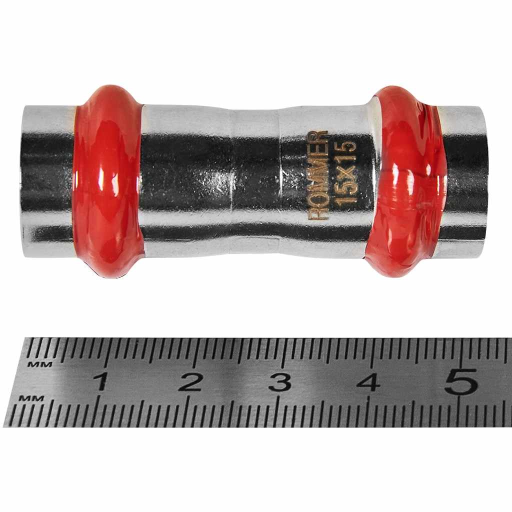 Муфта ROMMER равнопроходная ВПр, 15, из нержавеющей стали прессовой, RSS-1017-000015