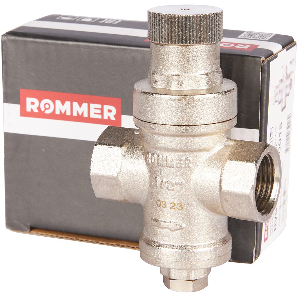 Редуктор давления ROMMER PN16 вн/вн 1/2 без подключения манометра, RVS-0009-000015