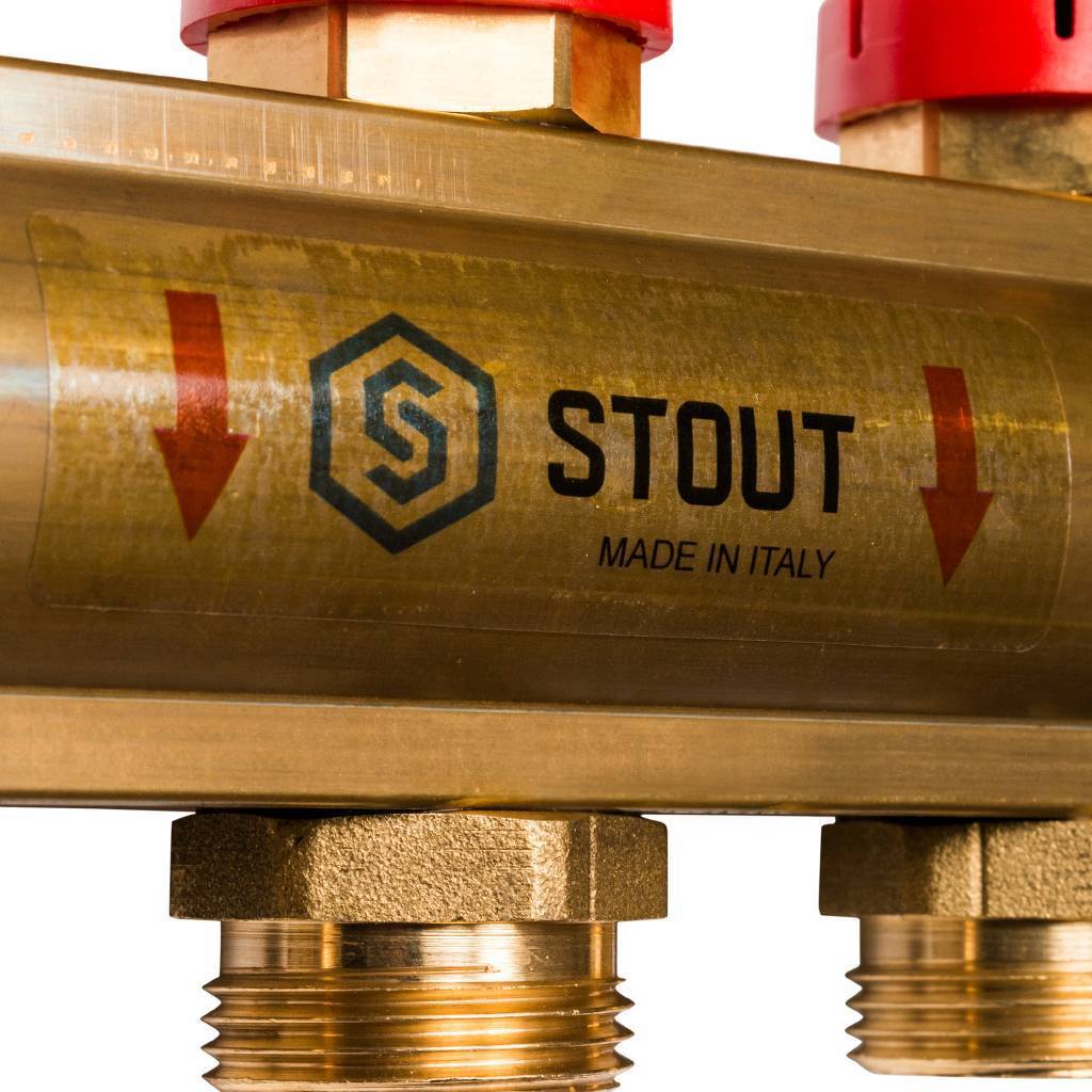 Распределительный коллектор из латуни с расходомерами STOUT 11 выходов, SMB 0473 000011