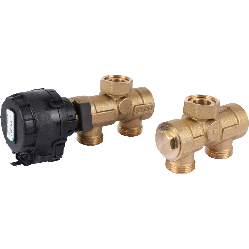 Комплект трехходового клапана STOUT для котла + бойлера 3/4 Kvs 4,4 м3/ч, SFB-0001-000001