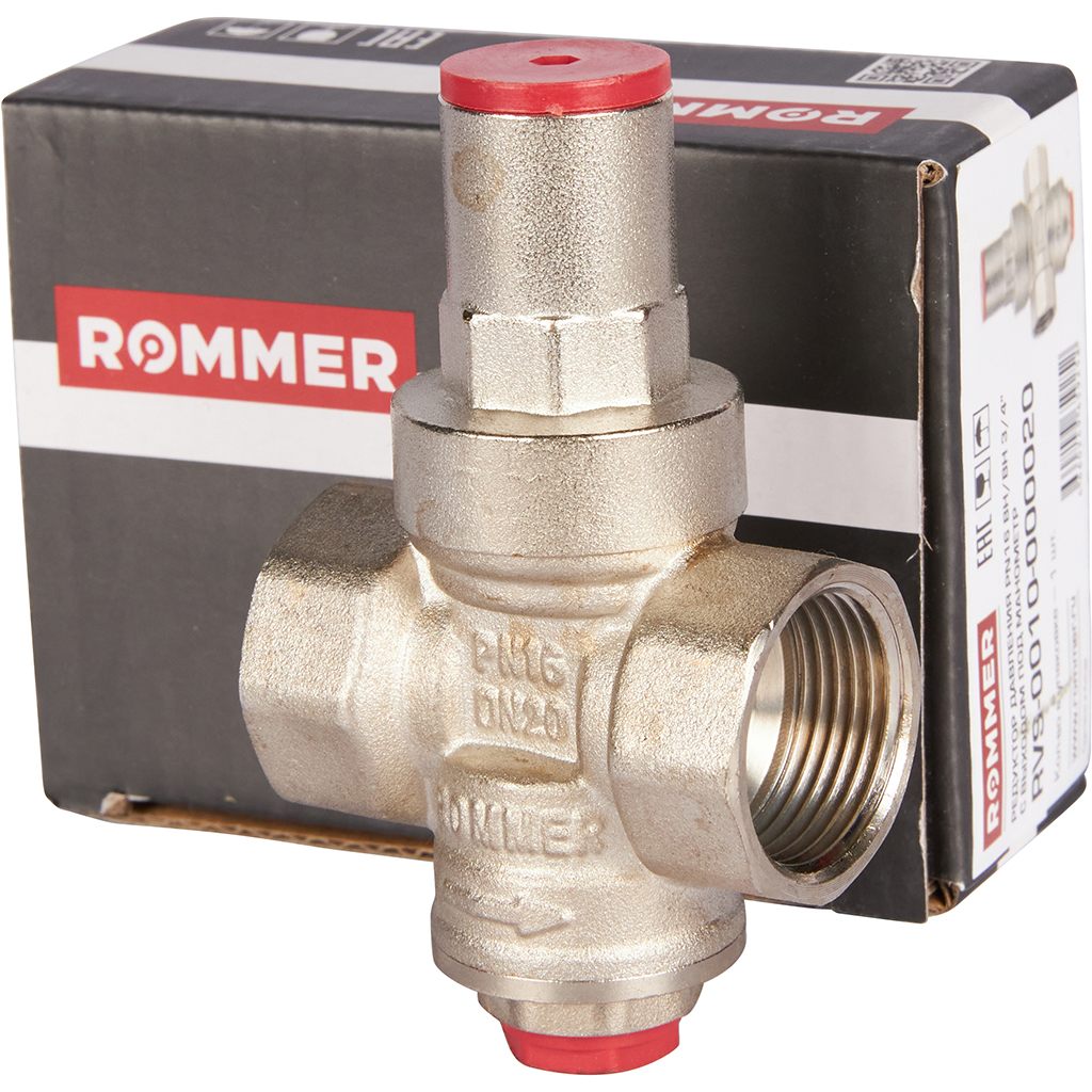 Редуктор давления ROMMER PN16 вн/вн 3/4 с выходом под манометр, RVS-0010-000020
