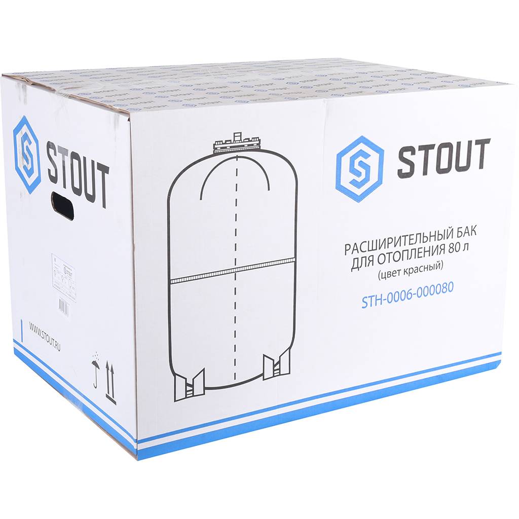 Расширительный бак STOUT STH-0006 на отопление 80 л. (цвет красный), STH-0006-000080