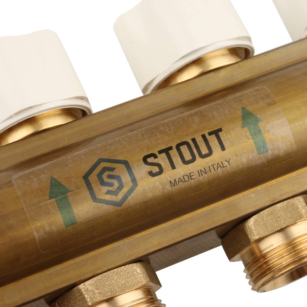 Распределительный коллектор из латуни с расходомерами STOUT 8 выходов, SMB 0473 000008
