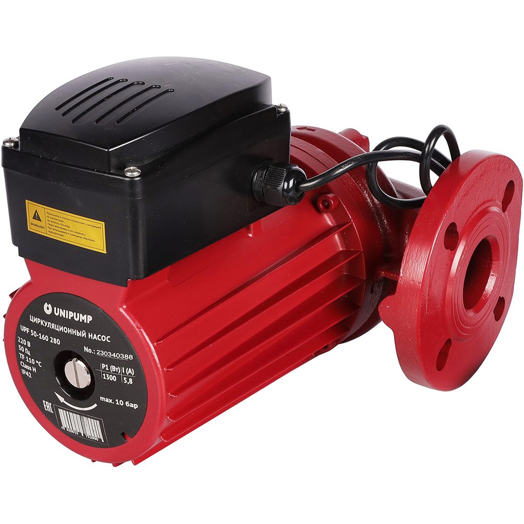 *10092 UNIPUMP Насос циркуляц. (отопл.) UPF 50-160 280 (Фланцевое присоед.DN50, 220В, Wмакс - 1300 Вт, Нmax-16м, Qmax - 16 куб.м/час), 10092
