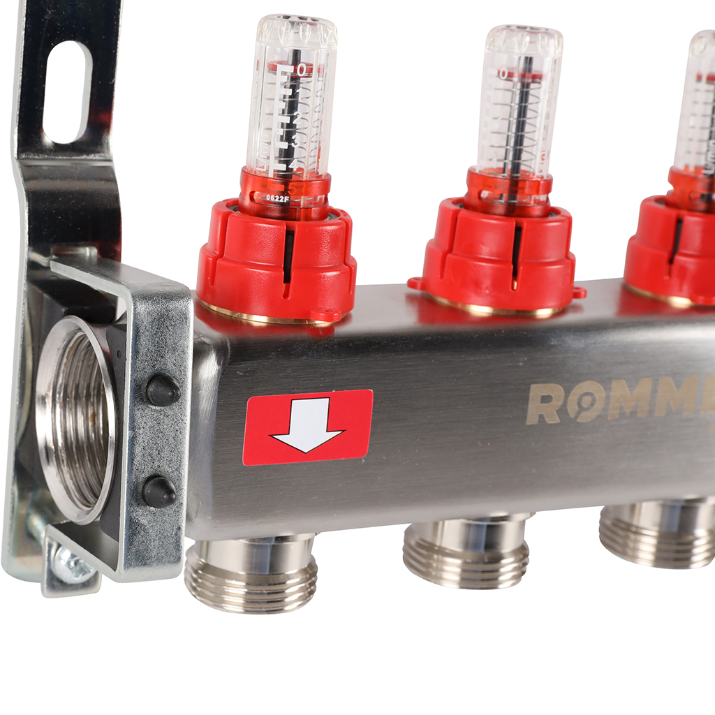 Коллектор из нержавеющей стали с расходомерами ROMMER 4  выхода, RMS-1200-000004