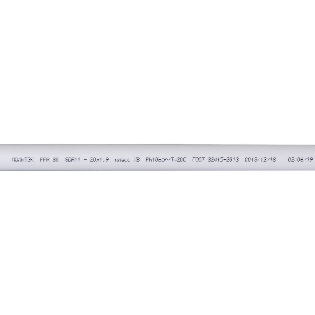 Труба полипропиленовая Политэк d=20x1,9 (PN 10) (Длина: 4 м), 90201020019