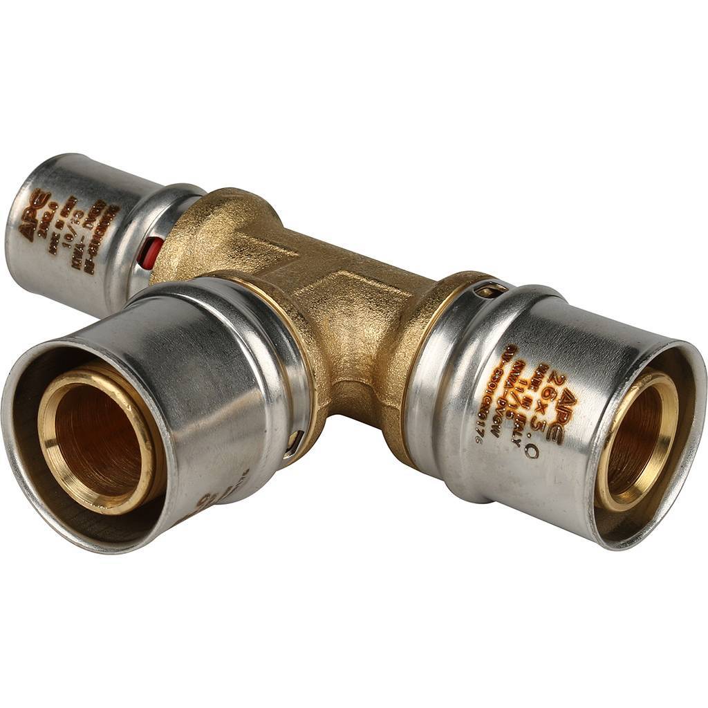 Тройник переходной STOUT 26х26х20 для металлопластиковых труб прессовой, SFP-0005-262620