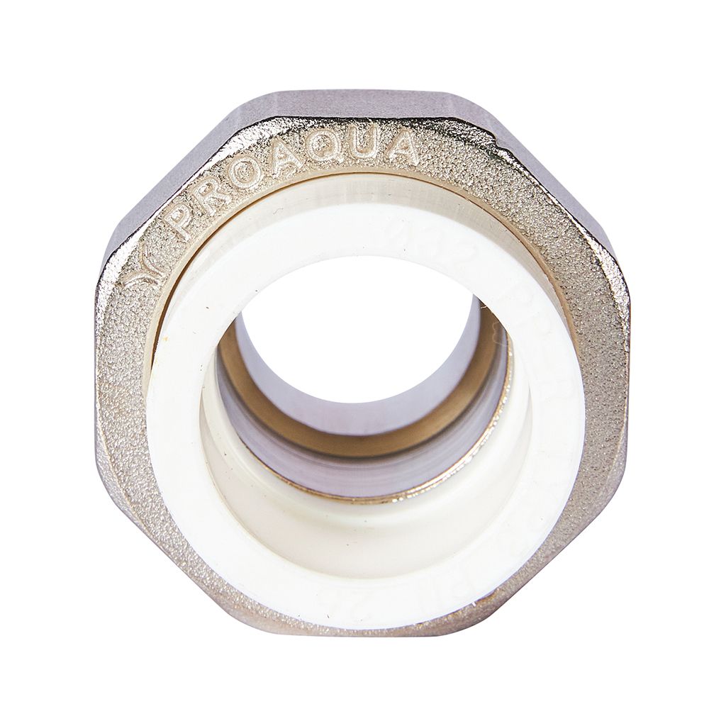 Муфта комбинированная Pro Aqua d=32-1 PP-R разъемная (американка) УСИЛЕННАЯ НР Белая, PA21018S