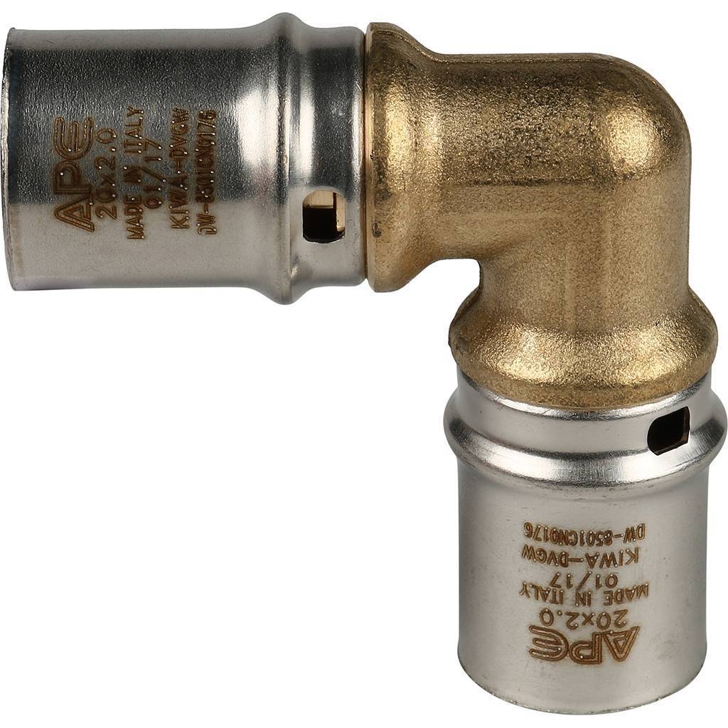 Угольник STOUT  90° 20х20 для металлопластиковых труб прессовой, SFP-0009-002020