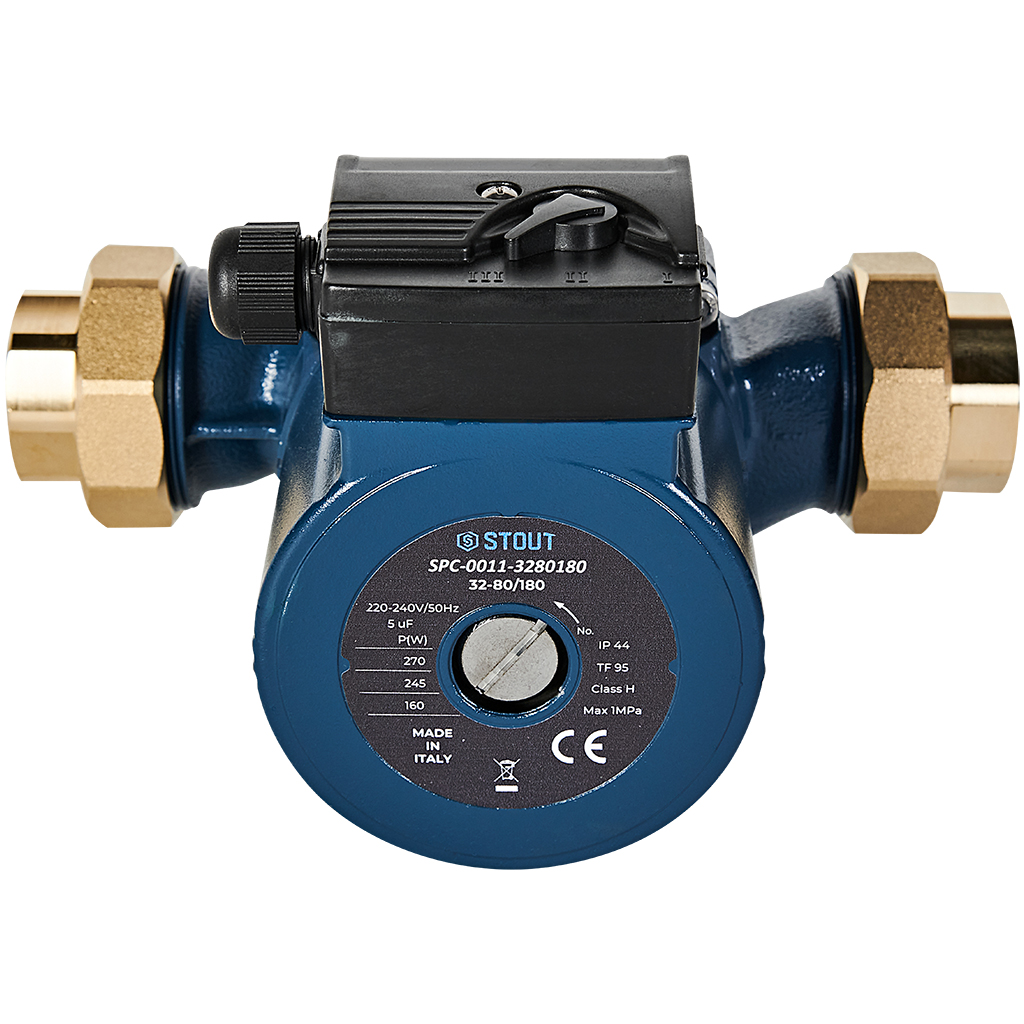 Циркуляционный насос STOUT 32-80/180 220/240V 50Hz с латунными гайками G2 x Rp 1 1/4, SPC-0011-3280180