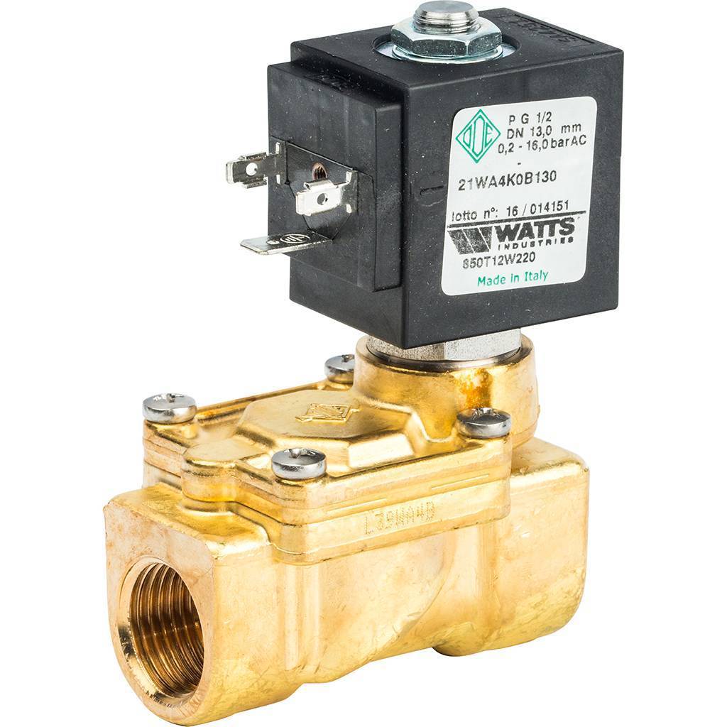 Соленоидный клапан Watts 850Т (850T12W220) для систем водоснабжения 1/2 230V Н.З., 10023639