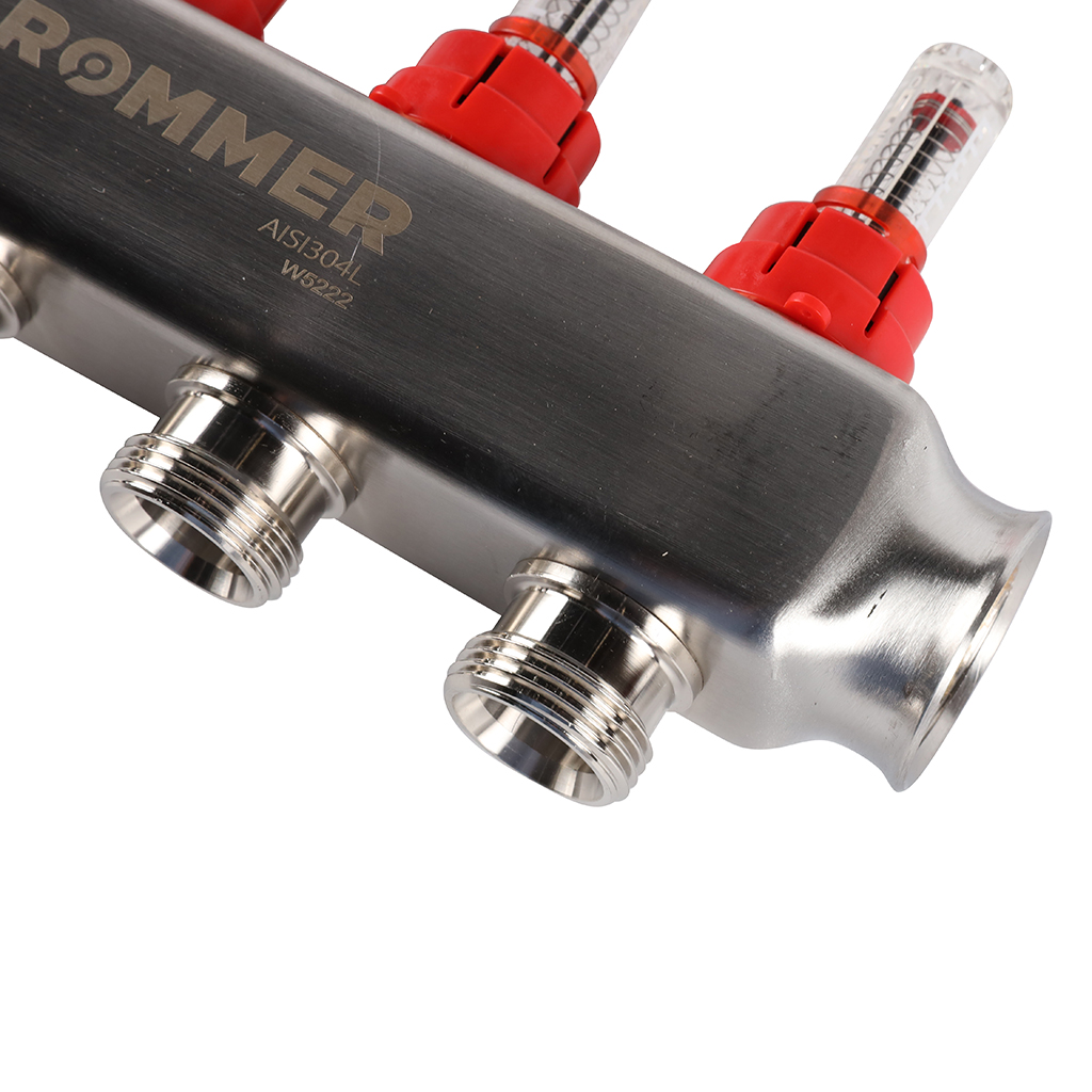 Коллектор из нержавеющей стали с расходомерами ROMMER 4  выхода, RMS-1200-000004