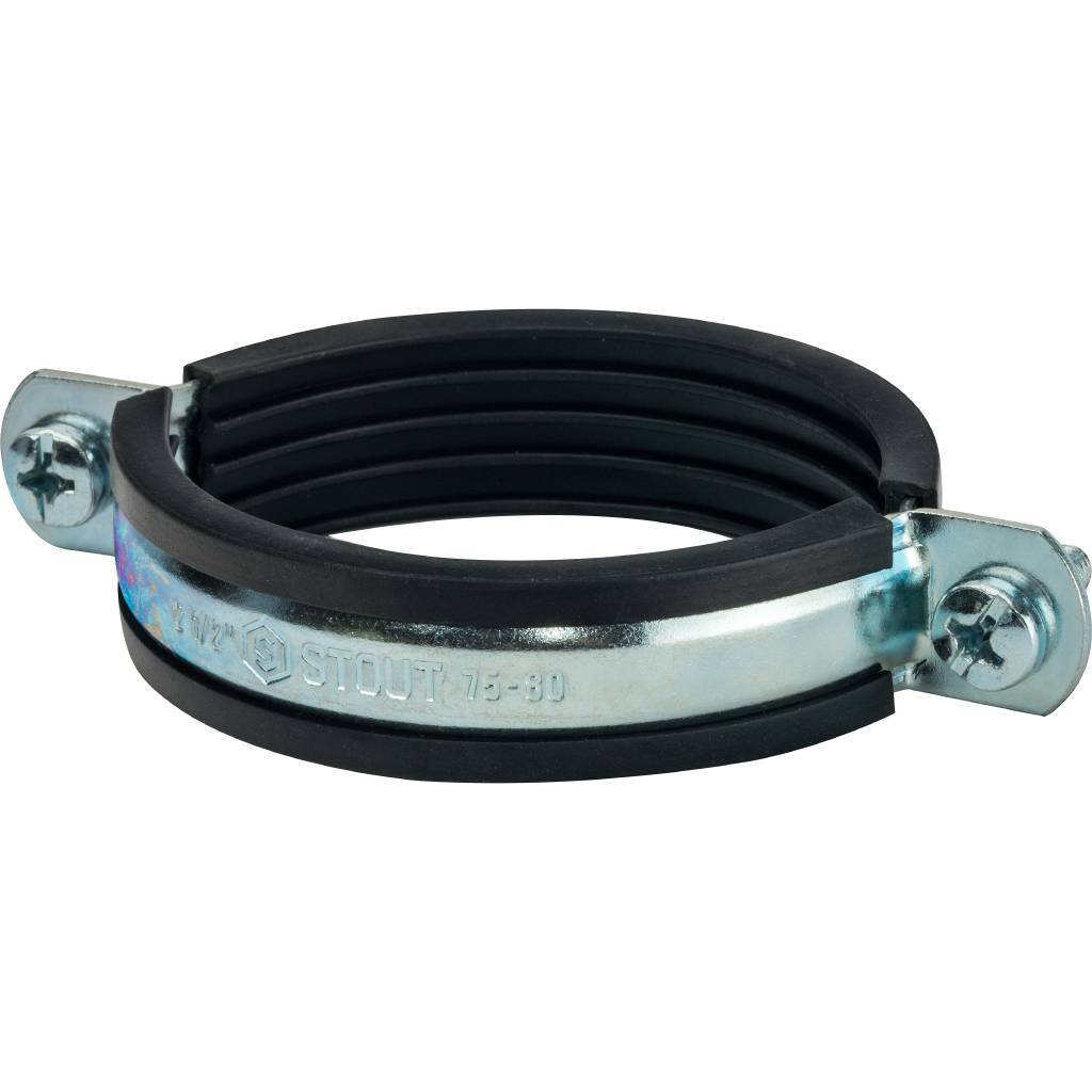 Комплект STOUT хомут+шпилька шуруп +дюбель пластиковый 2 1/2 (75-80), SAC-0020-100212