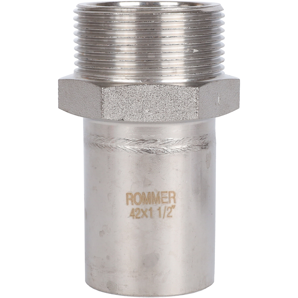 Вставка переходная НПр-НР ROMMER 42х1 1/2 из нержавеющей стали прессовой, RSS-0024-042112