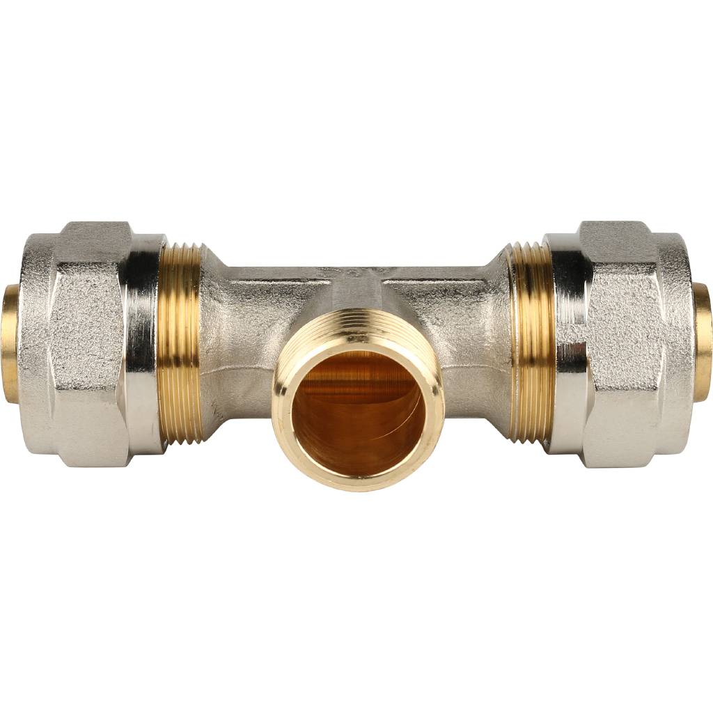 *SFS-0011-003426 STOUT Тройник-переходник с наружной резьбой 3/4 х26 для металлопластиковых труб винтовой, SFS-0011-003426
