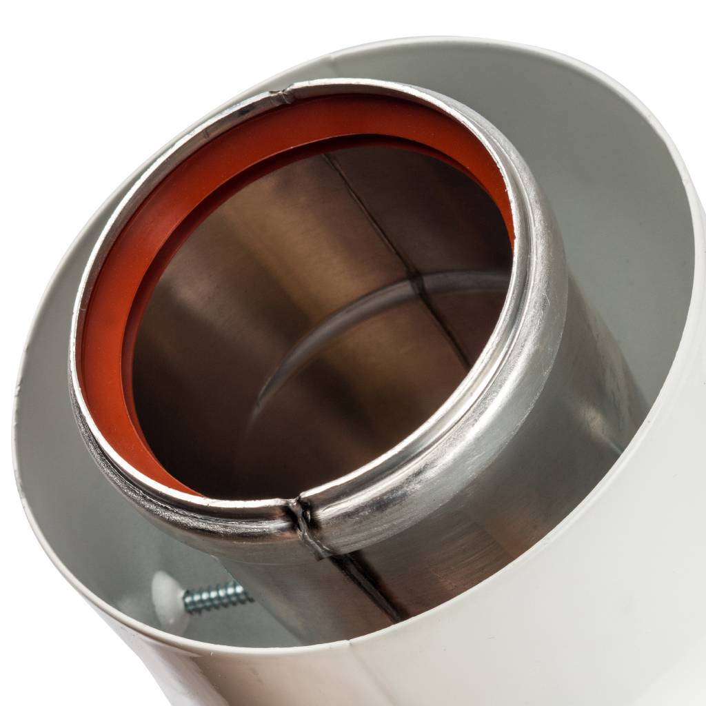 *SCA-6010-000045 STOUT Элемент дымохода отвод коаксиальный 45°  DN60/100, п/м уплотнения и хомут в комплекте (с логотипом), SCA-6010-000045