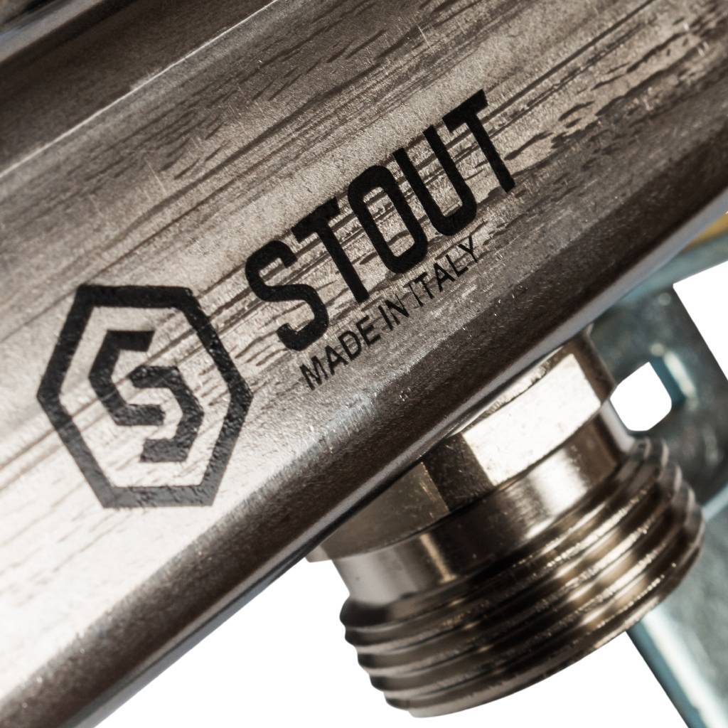Коллектор из нержавеющей стали для радиаторной разводки STOUT 4 выхода, SMS 0923 000004