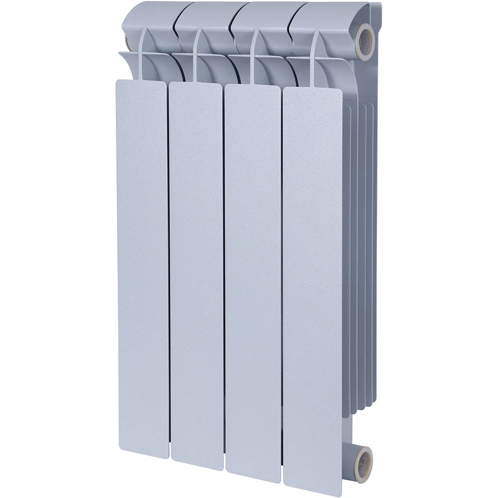 Радиатор биметаллический Global STYLE PLUS 500 4 секции боковое подключение (цвет cod.08 grigio argento opaco metallizzato 2676 (серый)), 155268