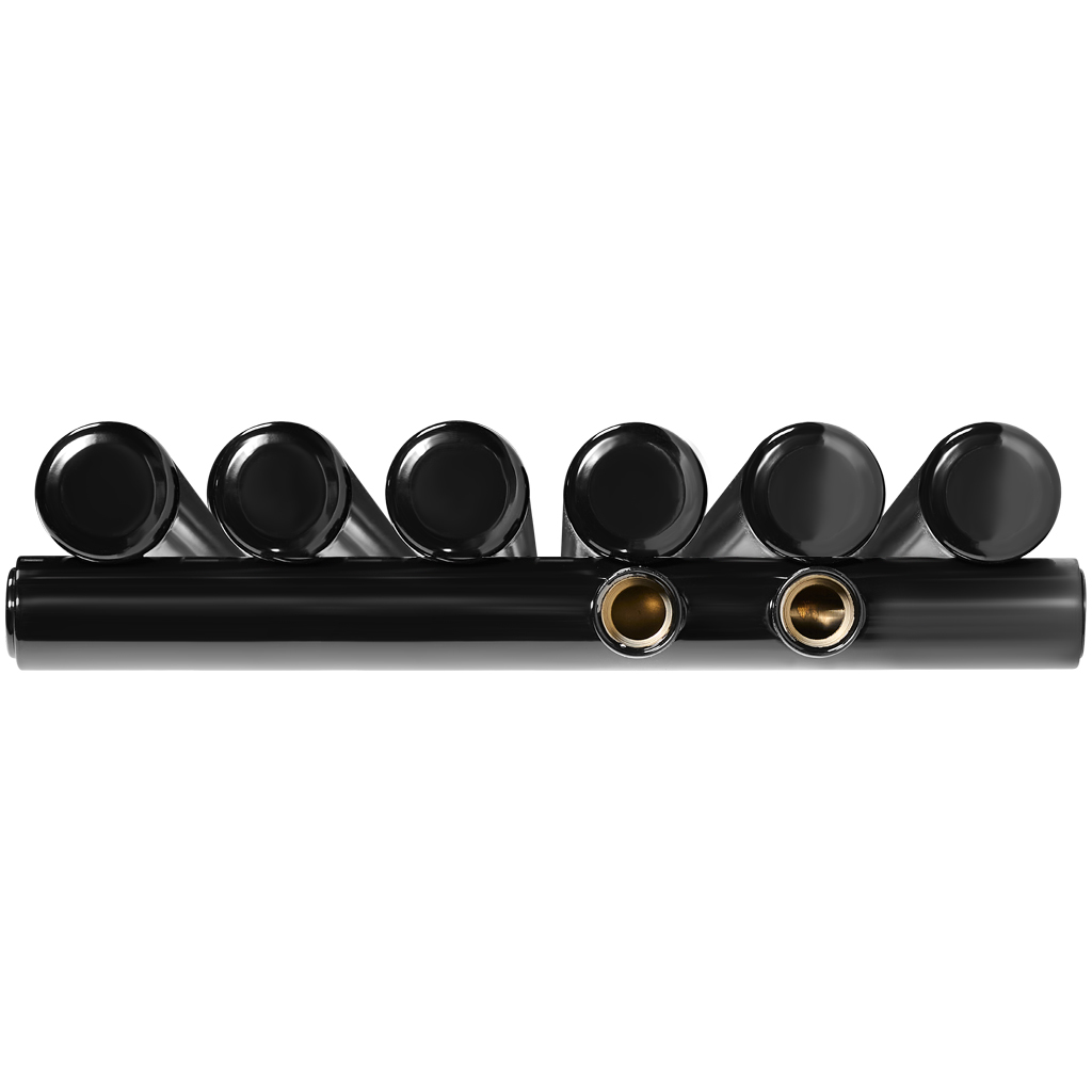 Стальной трубчатый радиатор STOUT TUBE ROUND нижнее правое подключение 6 секций R40 1-1750-6 RT RAL9005, STR40117506RTRAL9005