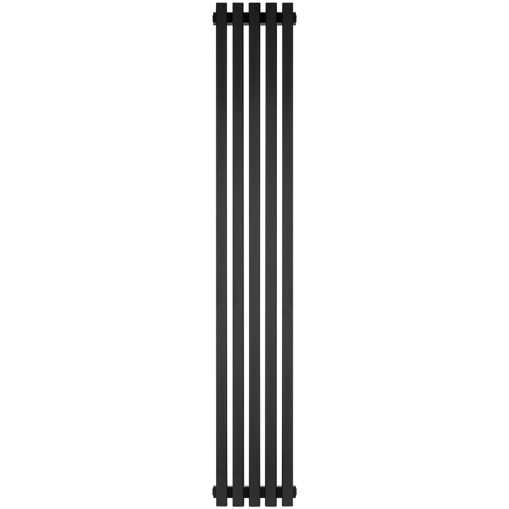 Стальной трубчатый радиатор STOUT TUBE QUADRO 5 секций нижнее правое подключение QV40-1750-5 R RAL1T103S9005 (черный матовый муар), STQV4017505RRAL1T103S9005