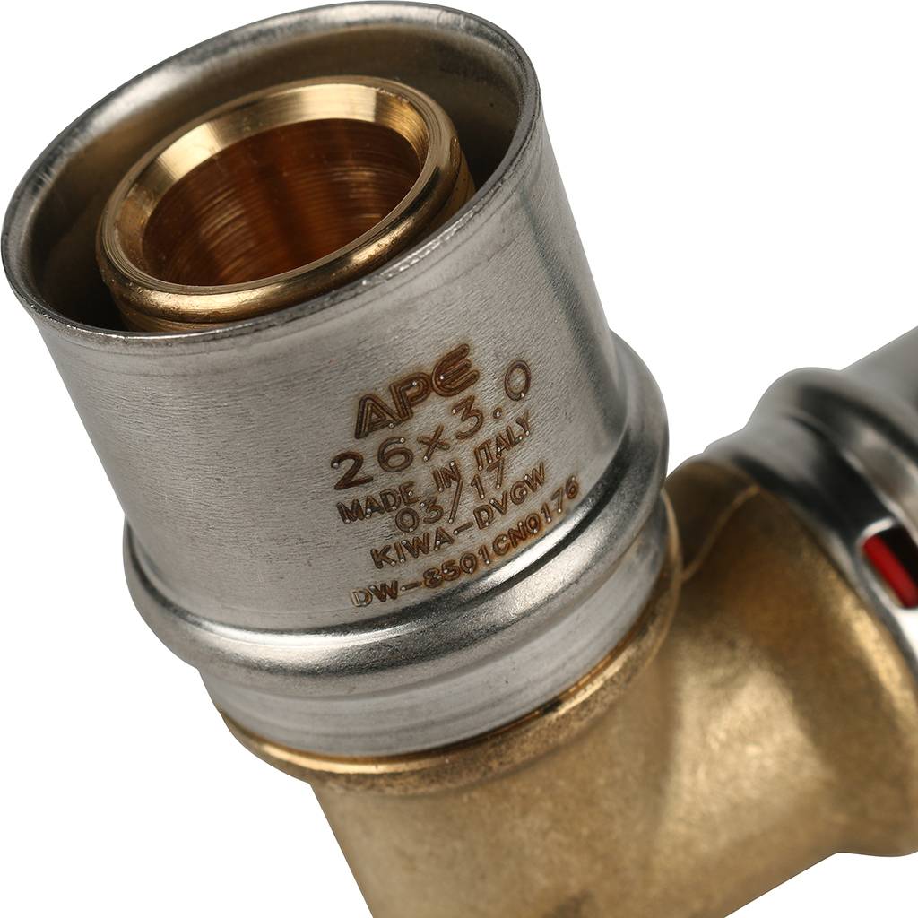 Угольник STOUT  90° 26х26 для металлопластиковых труб прессовой, SFP-0009-002626