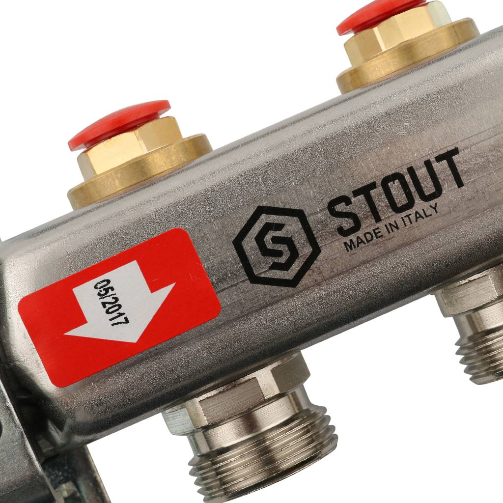 Коллектор из нержавеющей стали STOUT без расходомеров 2 вых., SMS 0922 000002