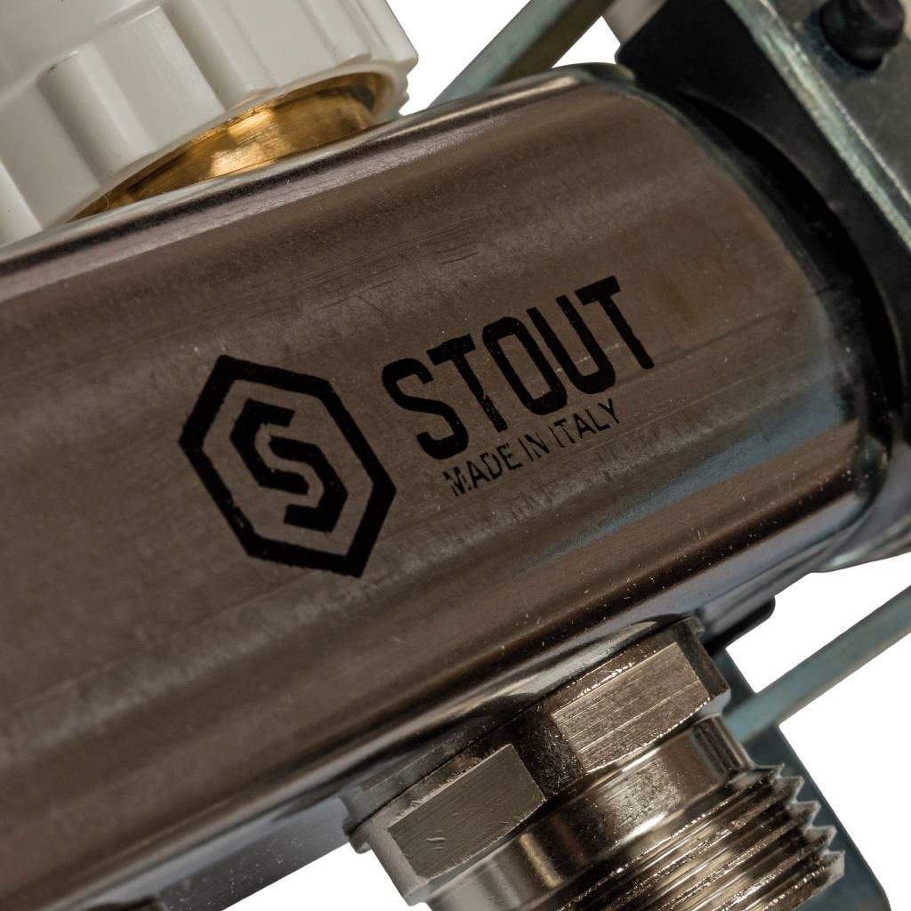 Коллектор из нержавеющей стали в сборе с расходомерами STOUT 10 выходов, SMS 0907 000010