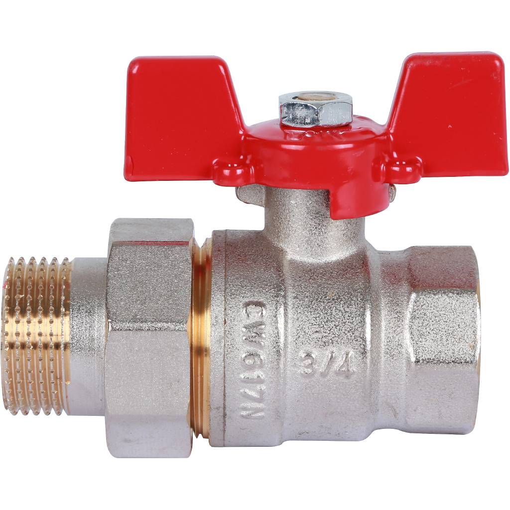 Кран шаровой ROMMER с американкой 3/4 ВН/НР, ручка бабочка, RBV-0005-0510220