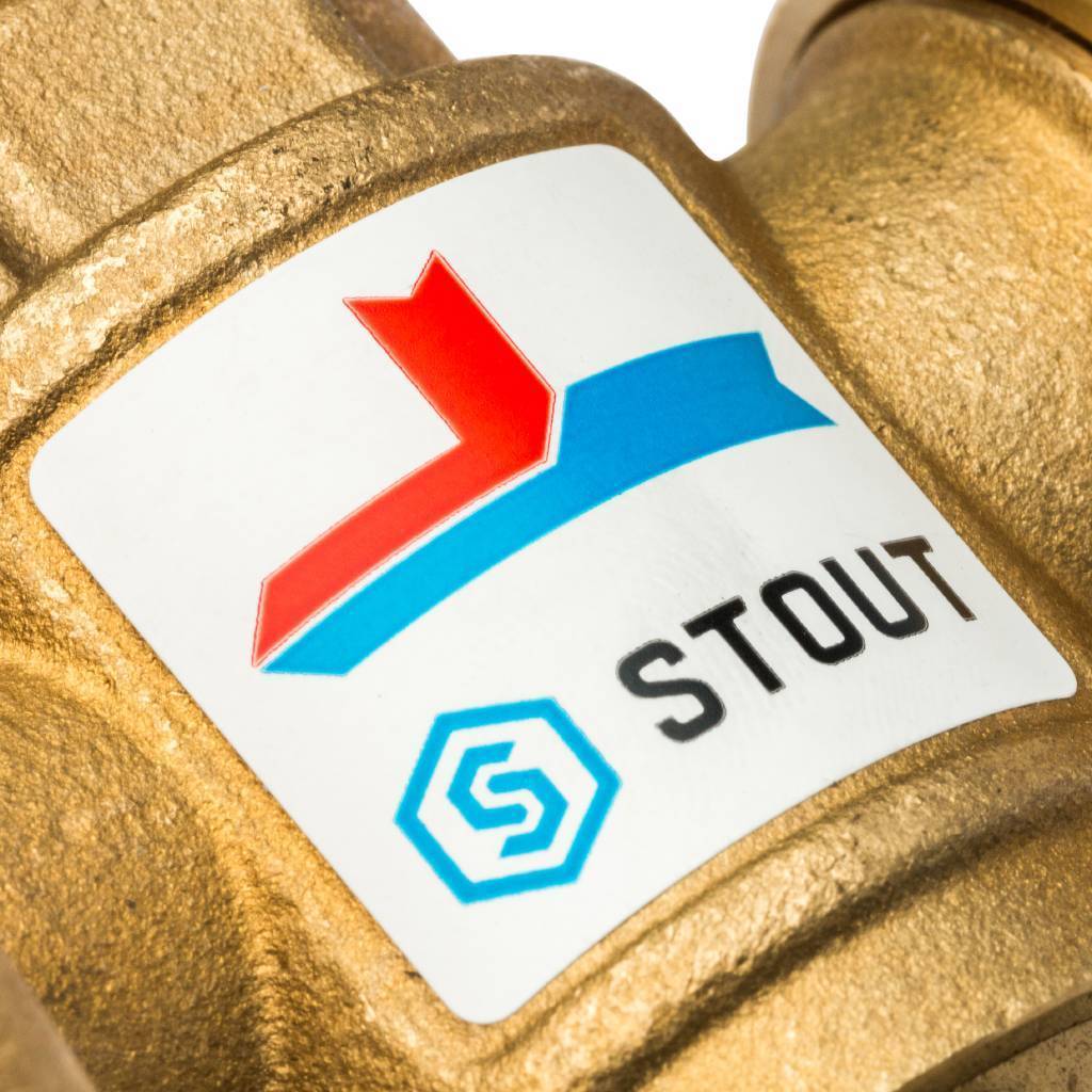 Термостатический смесительный клапан STOUT SVM-0050 G 1 1/2M-G 1 1/2F-G 1 M 70°С, SVM-0050-327008