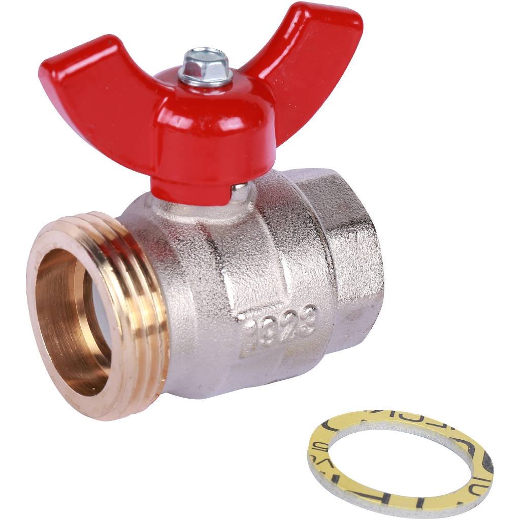 Шаровой кран с плоским уплотнением OVENTROP Ду20 G3/4 ВР x G1 НР , 1406383