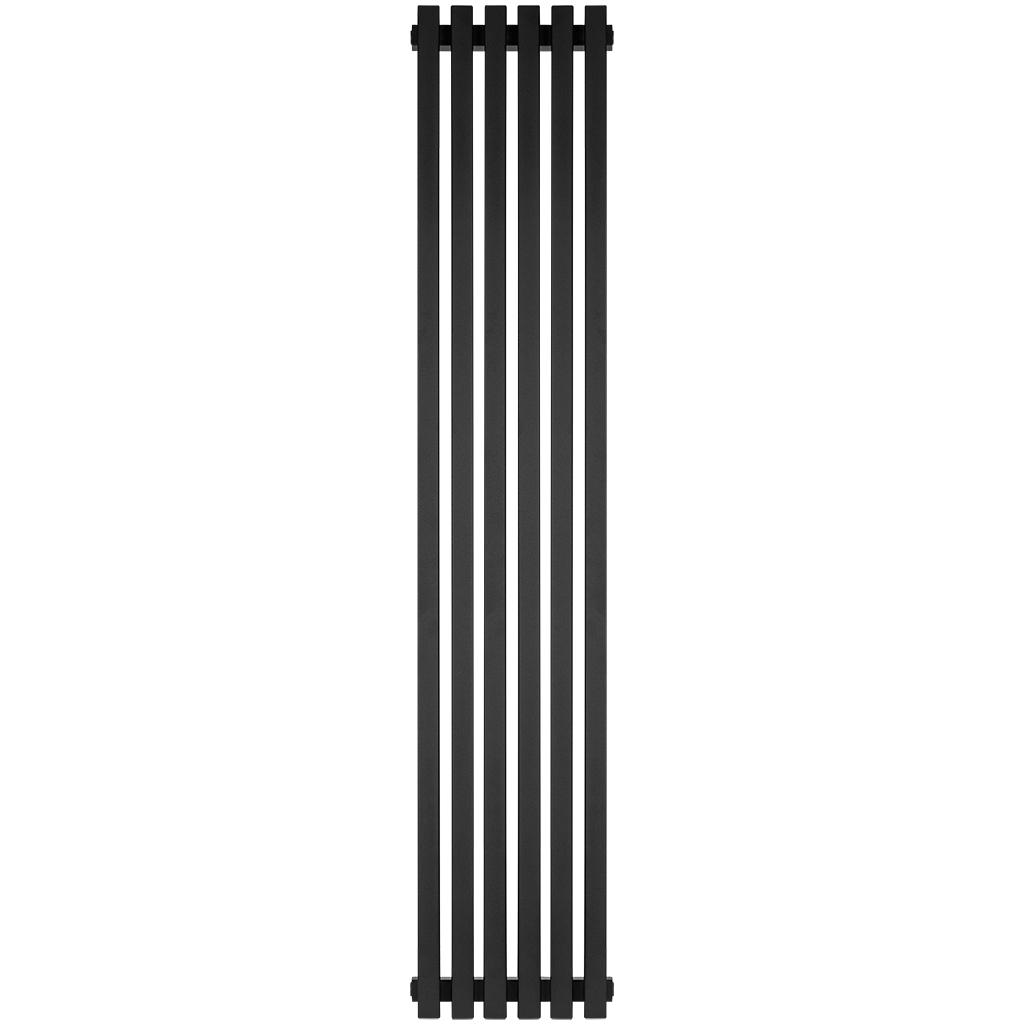 Стальной трубчатый радиатор STOUT TUBE QUADRO 6 секций боковое подключение QV40-1750-6 RAL1T103S9005 (черный матовый муар), STQV4017506RAL1T103S9005