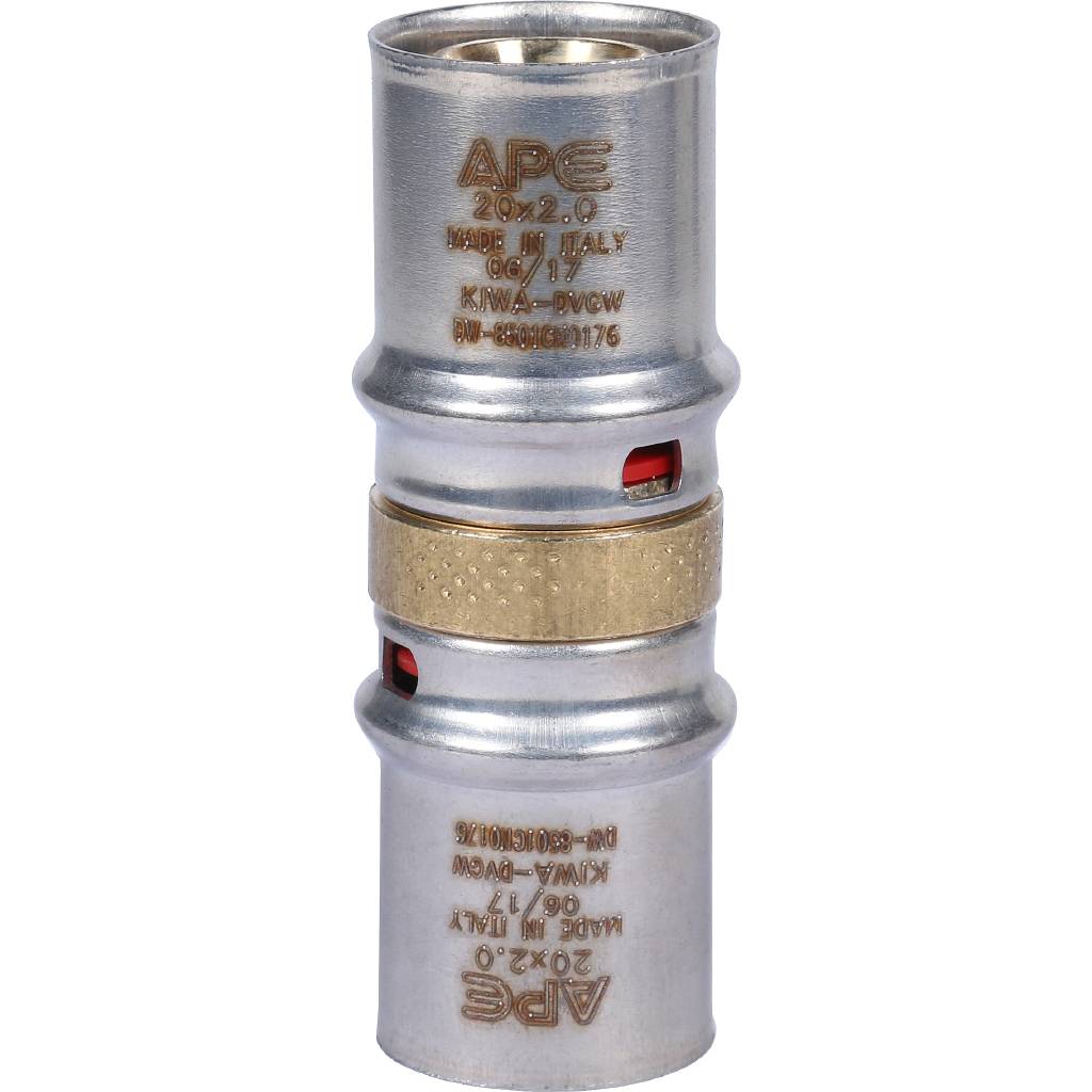 Муфта STOUT соединительная равнопроходная 20х20 для металлопластиковых труб прессовой, SFP-0003-002020