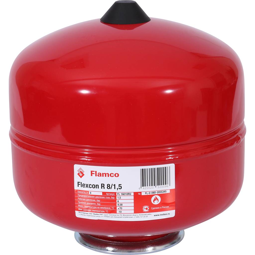 Расширительный бак Flamco Flexcon R (теплоснабжение/холодоснабжение) Flexcon R 8л/1,5 - 6bar, 16010RU