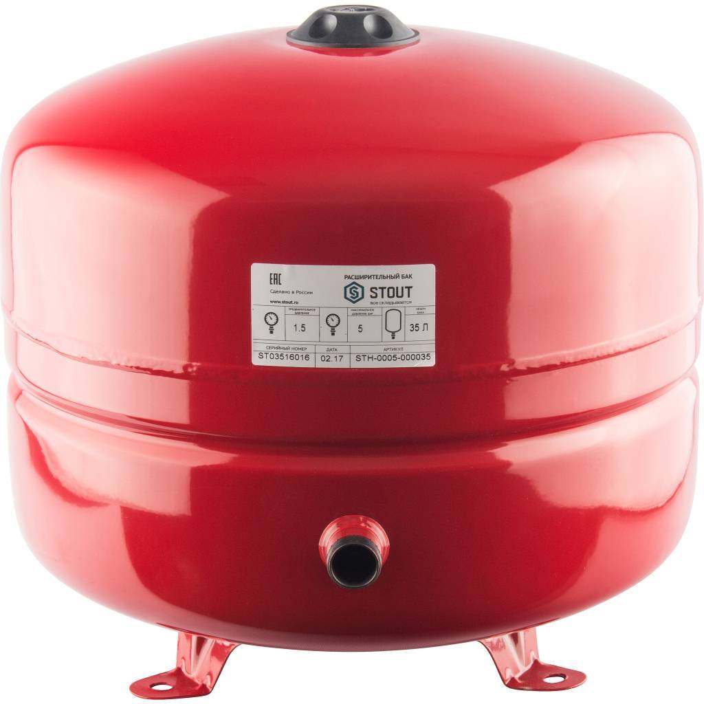 Расширительный бак STOUT STH-0005 на отопление 35 л. (цвет красный), STH-0005-000035